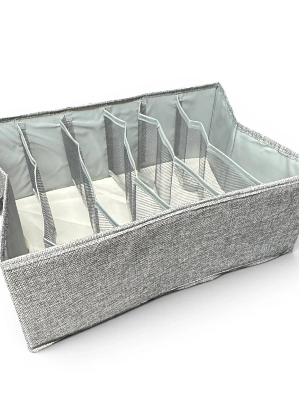 Foldable Gray Drawer Organizer | 5 Compartment Sock & Lingerie Storage